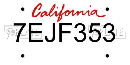 7EJF353 California License Plate
