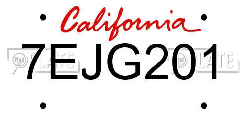 7EJG201 California License Plate