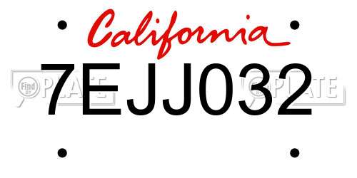 7EJJ032 California License Plate