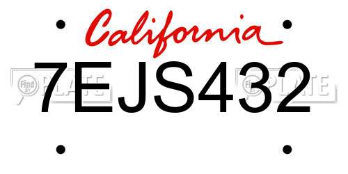7EJS432 California License Plate