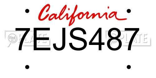 7EJS487 California License Plate
