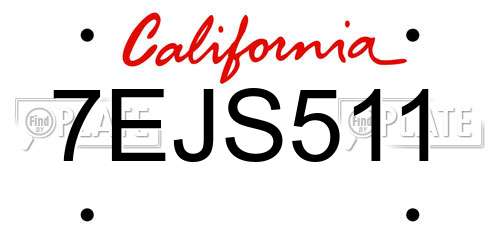 7EJS511 California License Plate