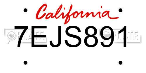 7EJS891 California License Plate