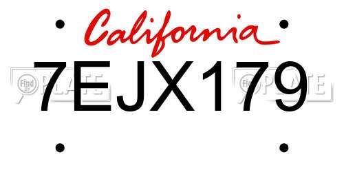 7EJX179 California License Plate