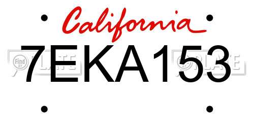 7EKA153 California License Plate