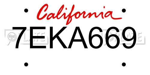 7EKA669 California License Plate