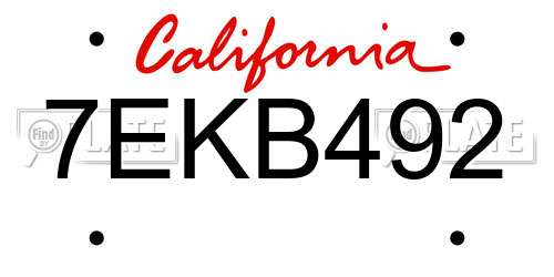 7EKB492 California License Plate