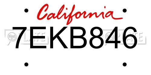 7EKB846 California License Plate