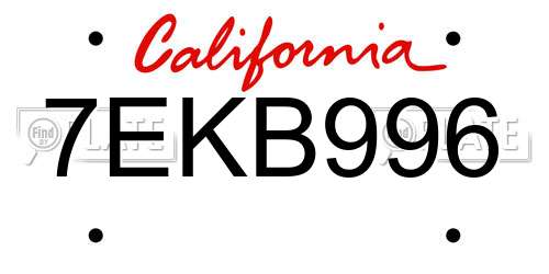 7EKB996 California License Plate