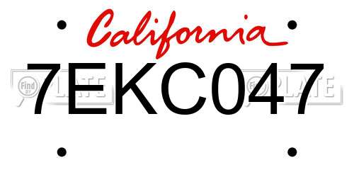 7EKC047 California License Plate