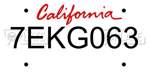 7EKG063 California License Plate