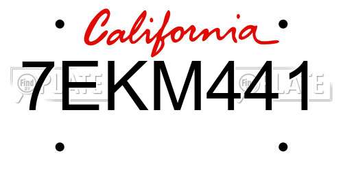 7EKM441 California License Plate