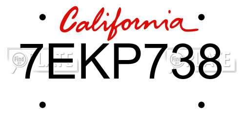 7EKP738 California License Plate
