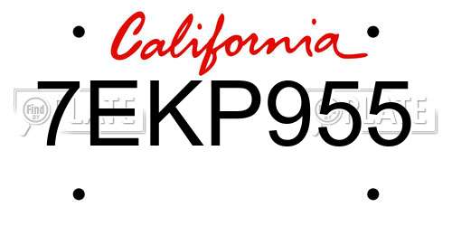 7EKP955 California License Plate