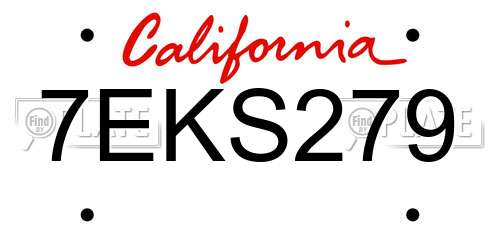 7EKS279 California License Plate