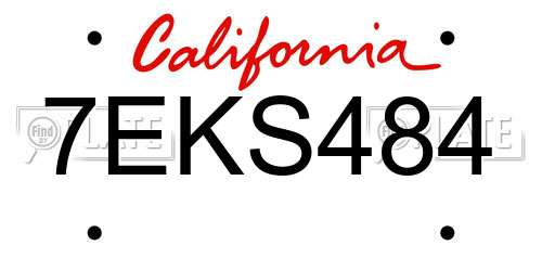7EKS484 California License Plate