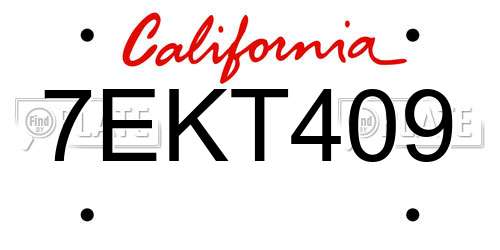7EKT409 California License Plate