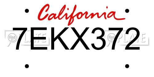 7EKX372 California License Plate