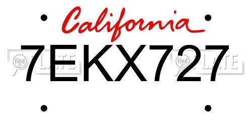 7EKX727 California License Plate