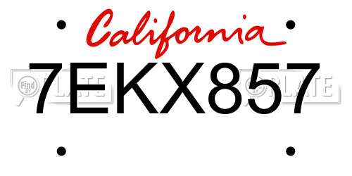 7EKX857 California License Plate