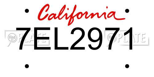 7EL2971 California License Plate