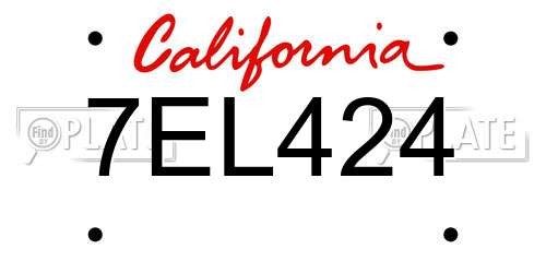 7EL424 California License Plate