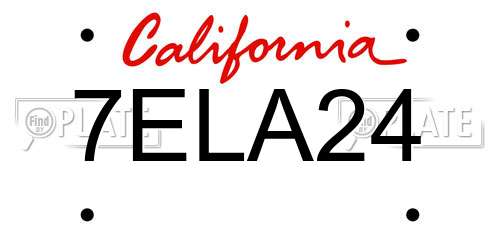 7ELA24 California License Plate