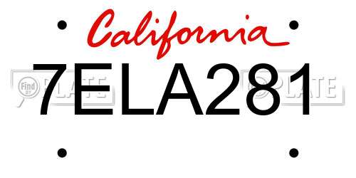 7ELA281 California License Plate