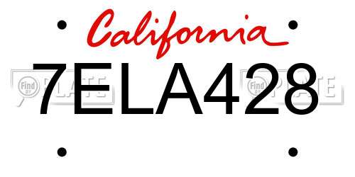 7ELA428 California License Plate