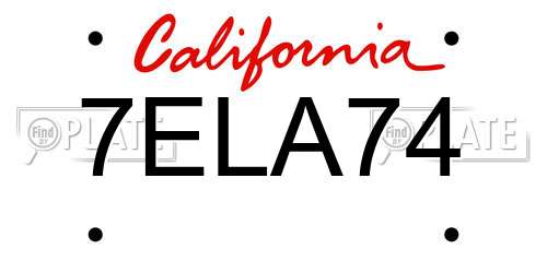 7ELA74 California License Plate