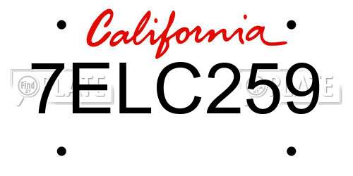 7ELC259 California License Plate