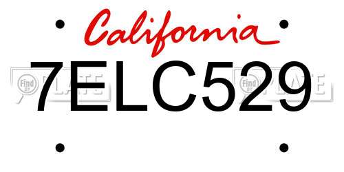 7ELC529 California License Plate