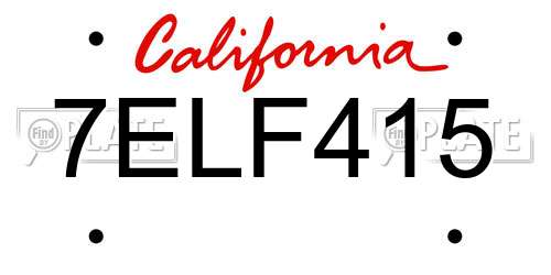 7ELF415 California License Plate