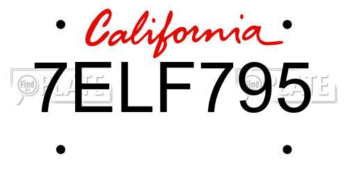 7ELF795 California License Plate