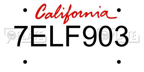 7ELF903 California License Plate