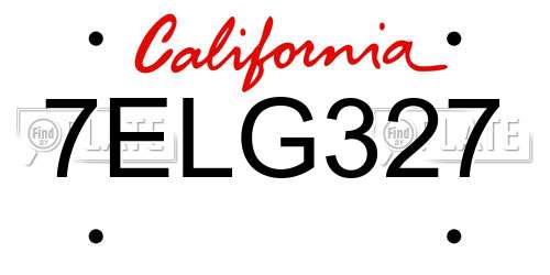 7ELG327 California License Plate