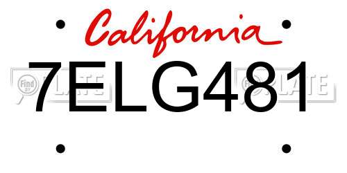 7ELG481 California License Plate
