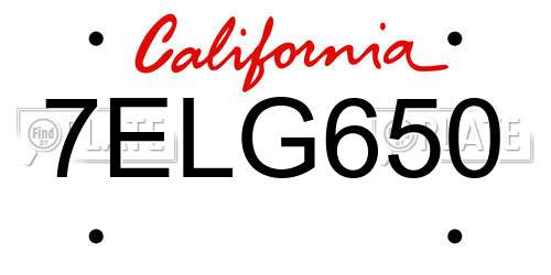 7ELG650 California License Plate