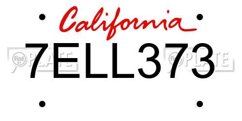 7ELL373 California License Plate