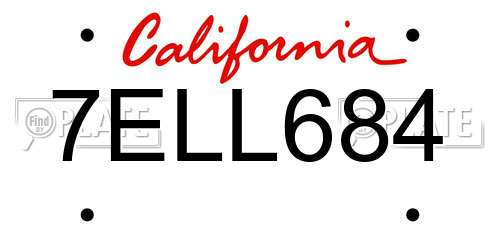 7ELL684 California License Plate
