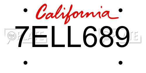 7ELL689 California License Plate