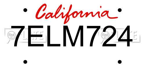 7ELM724 California License Plate