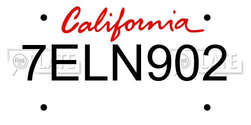 7ELN902 California License Plate