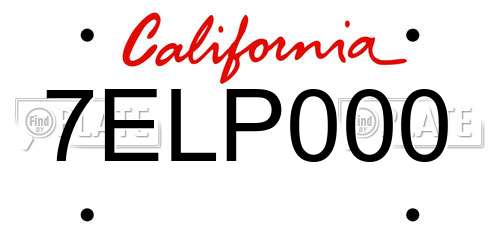 7ELP000 California License Plate