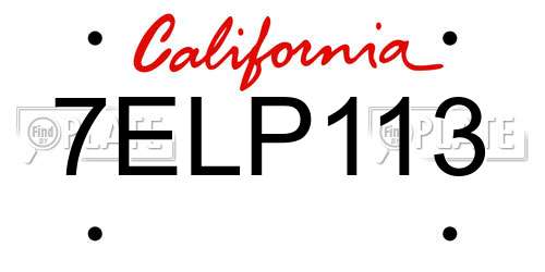 7ELP113 California License Plate