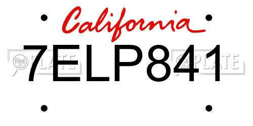 7ELP841 California License Plate