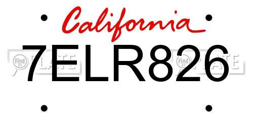 7ELR826 California License Plate