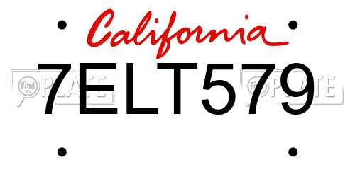 7ELT579 California License Plate