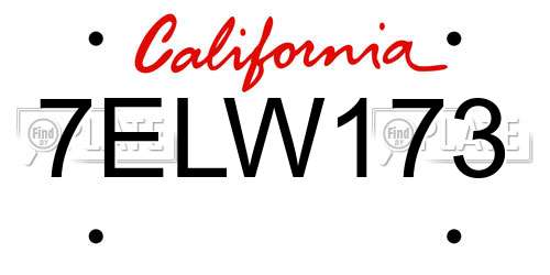 7ELW173 California License Plate