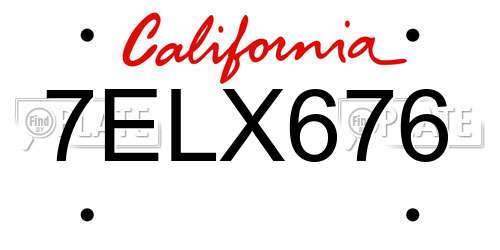 7ELX676 California License Plate